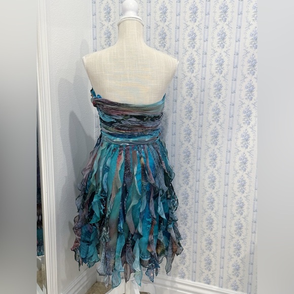 Vintage cache blue fairy abstract ruffle dress - Picture 4 of 6